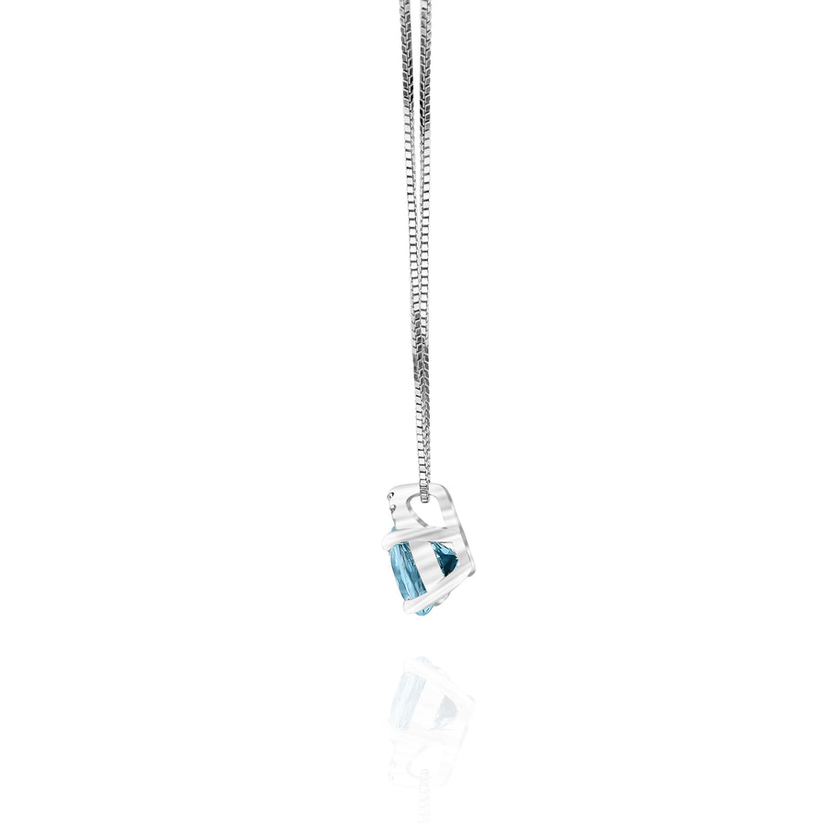 Alora 14K White Gold Round-Cut Brazilian Aquamarine Pendant