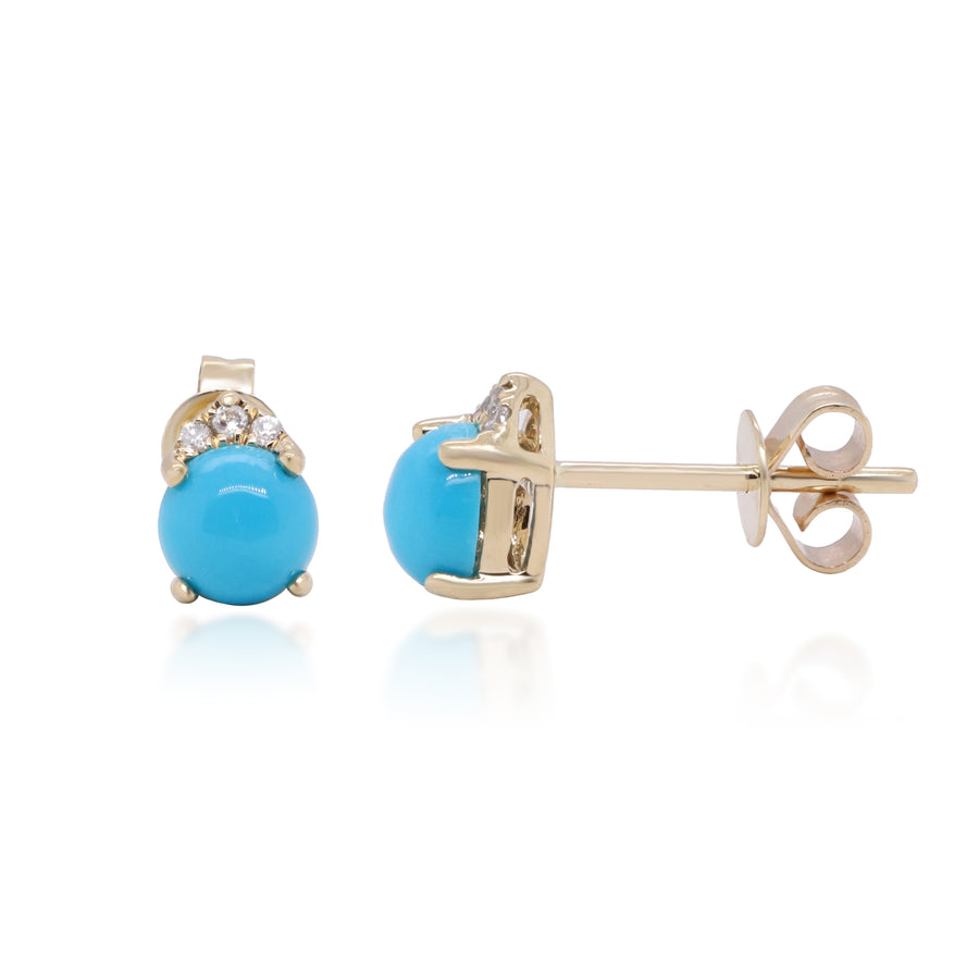 Zoie 10K Yellow Gold Round-Cut Arizona Turquoise Earrings