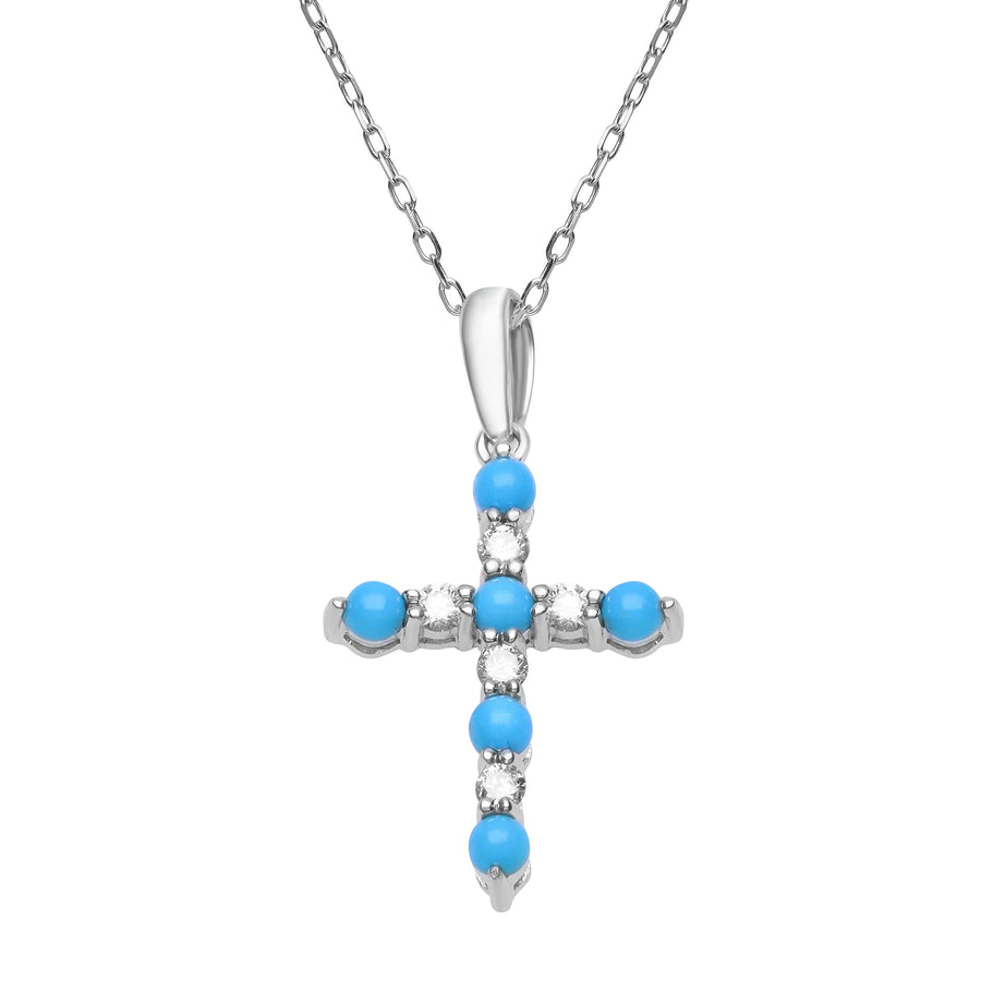 Valentina 10K White Gold Round-Cut Arizona Turquoise Pendant