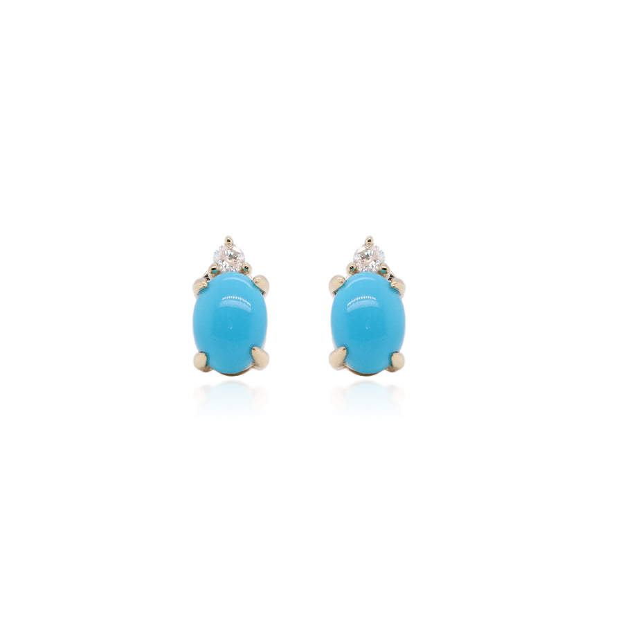 Zoie 10K Yellow Gold Round-Cut Arizona Turquoise Earrings