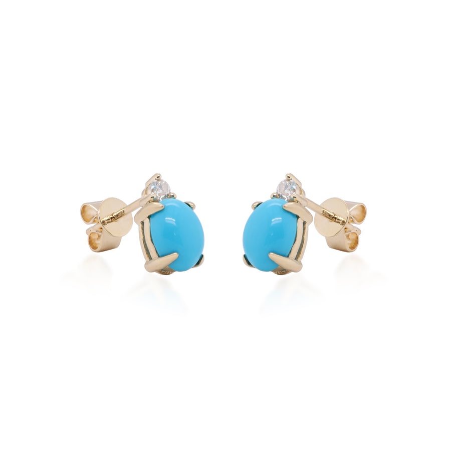 Zoie 10K Yellow Gold Round-Cut Arizona Turquoise Earrings