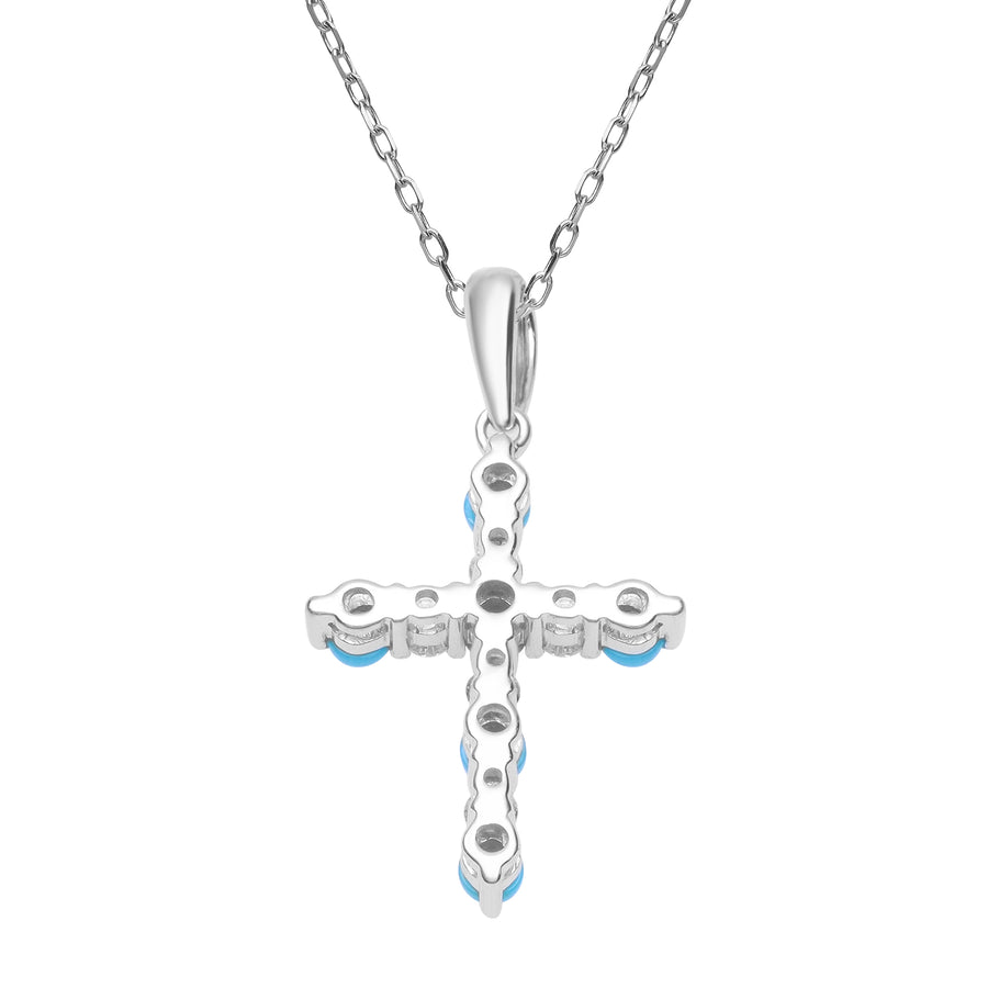 Valentina 10K White Gold Round-Cut Arizona Turquoise Pendant