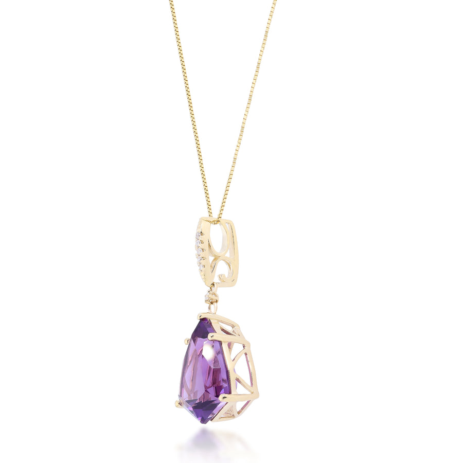 Madison 10K Yellow Gold Pear-Cut Brazilian Amethyst Pendant