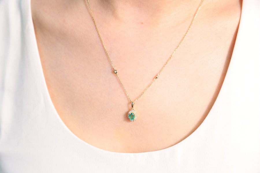 Abigail 10K Yellow Gold Oval-Cut Natural Zambian Emerald Pendant