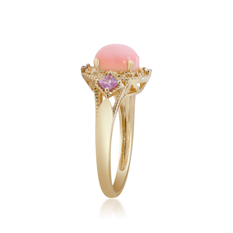 Melissa 14K Yellow Gold Oval-Cut Pink Opal Ring