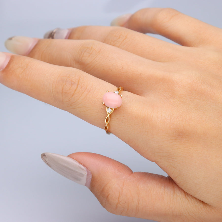 Gabriella 14K Yellow Gold Oval-Cut Pink Opal Ring