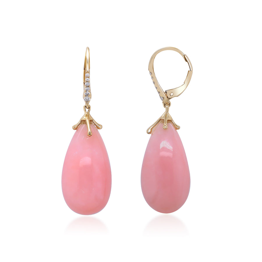 Billie 14K Yellow Gold Pear-Cut Pink Opal Earrings