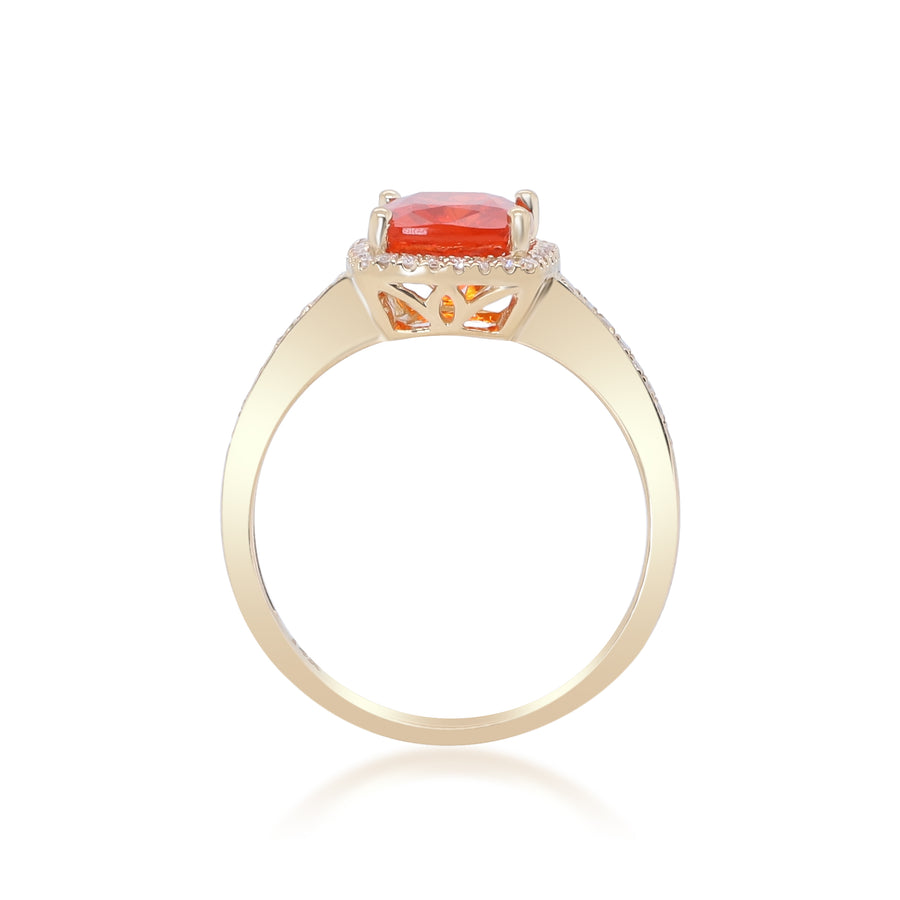 Eliana 14K Yellow Gold Cushion-Cut Mexican Fire Opal Ring