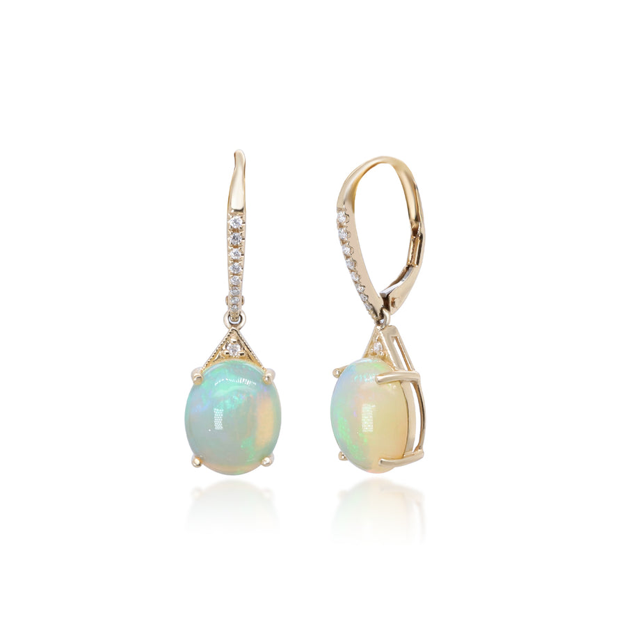 Arabella 14K Yellow Gold Oval-Cut Natural African Opal Earring