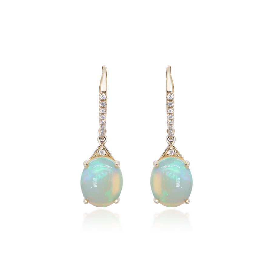 Arabella 14K Yellow Gold Oval-Cut Natural African Opal Earring