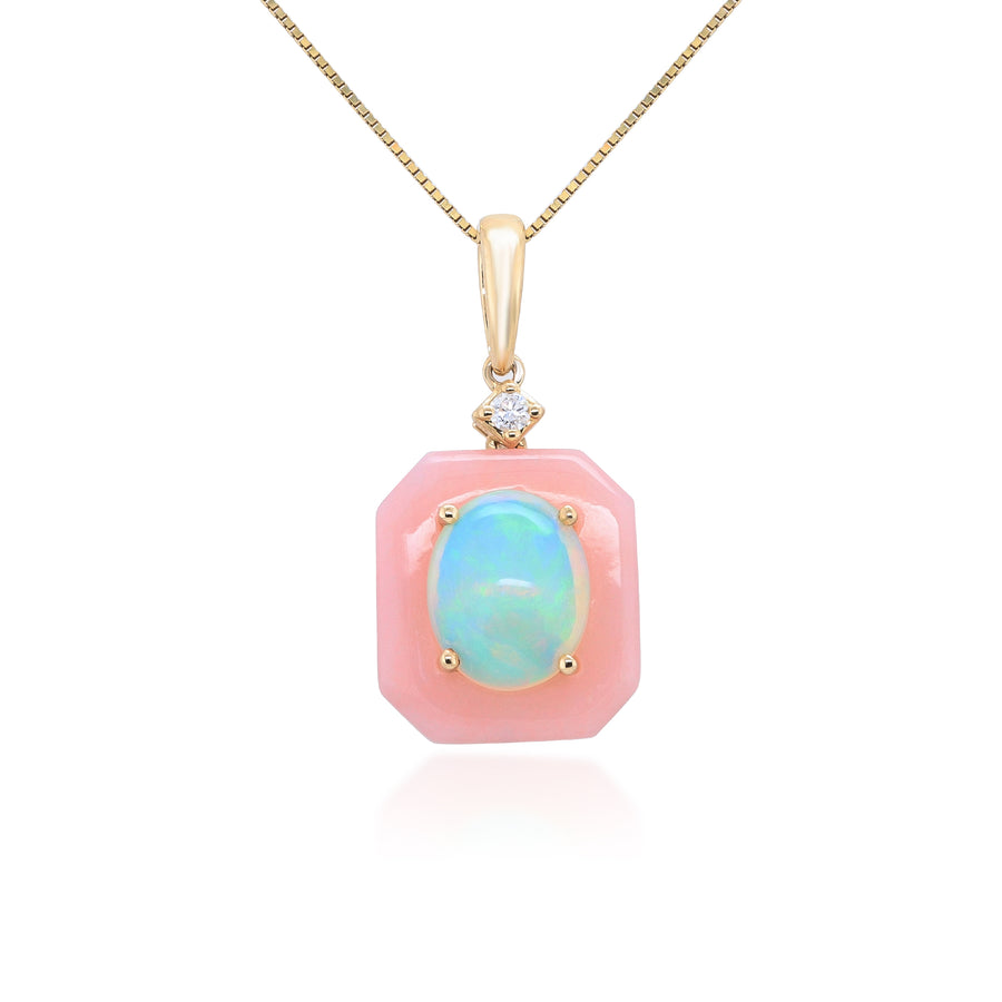 Gin and Grace 14K Pink Opal Earring, Pendant and Ring Set