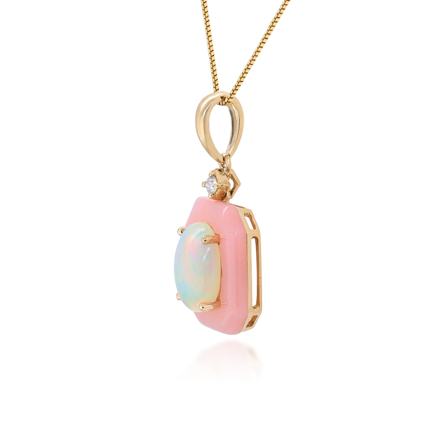 Gin and Grace 14K Pink Opal Earring, Pendant and Ring Set