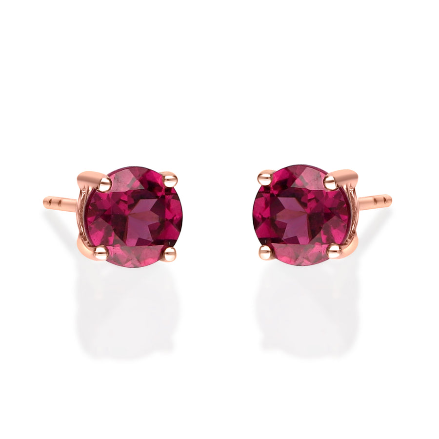 Camila 10K Yellow Gold Round-Cut Garnet Earring