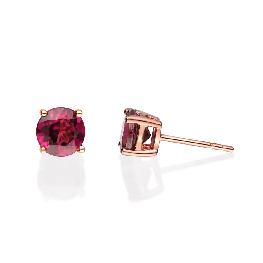 Camila 10K Yellow Gold Round-Cut Garnet Earring