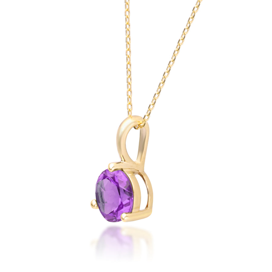 Flora 10K Yellow Gold Round-Cut Brazilian Amethyst Pendant