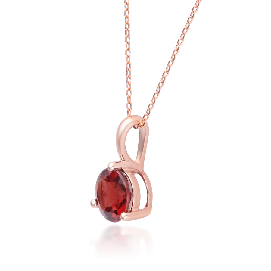 Halle 10K Rose Gold Round-Cut Garnet Pendant