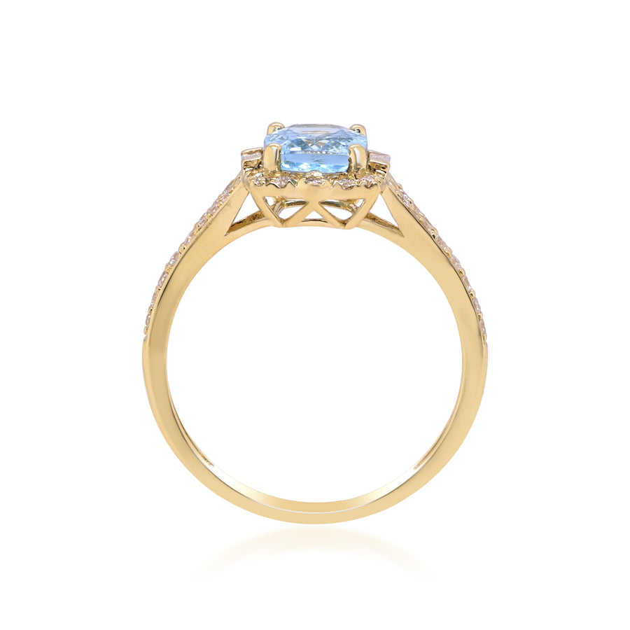 Yael 14K Yellow Gold Cushion-Cut Brazilian Aquamarine Ring