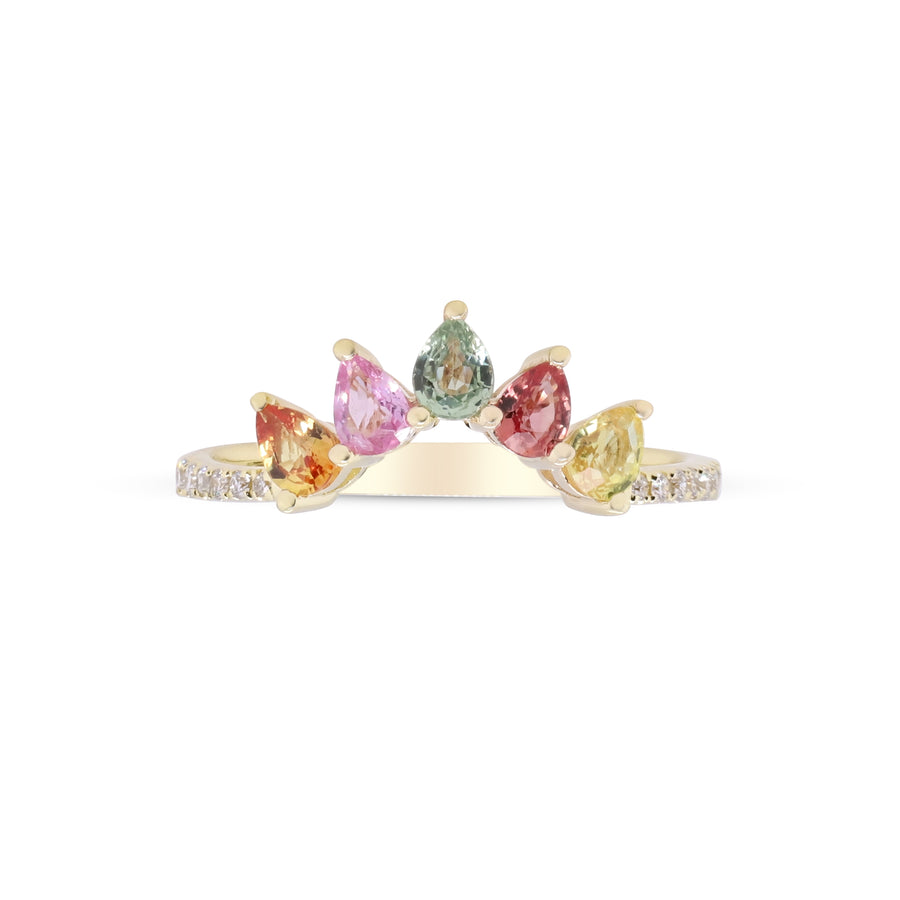 Xenia 10K Yellow Gold Pear-Cut Multi Sapphire Ring