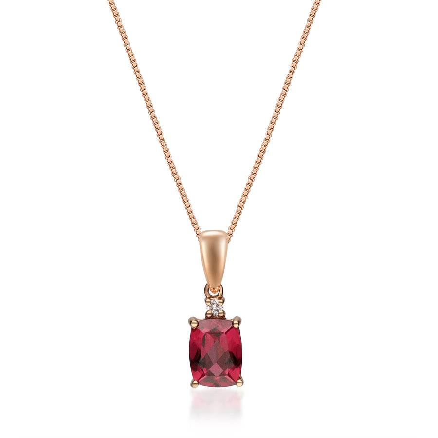 Adelina 10K Rose Gold Cushion-Cut Madagascar Rhodolite Pendant