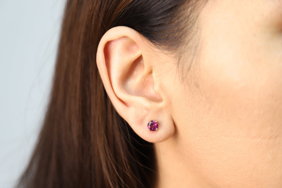 Camila 10K Yellow Gold Round-Cut Garnet Earring