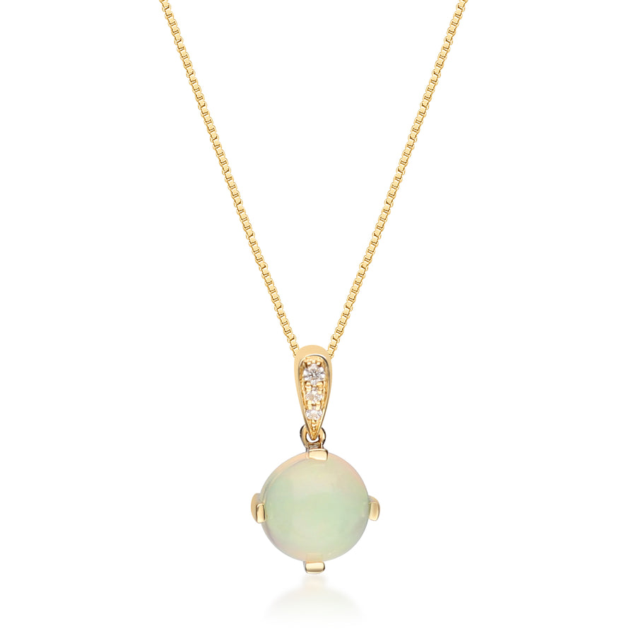 Allyn 14K Yellow Gold Round-Cut Natural African Opal Pendant