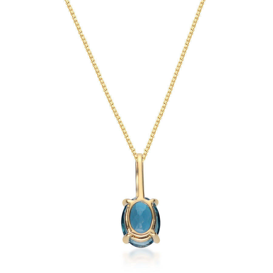 Alevia 14K Yellow Gold Oval-Cut Brazilian London Blue Topaz Pendant