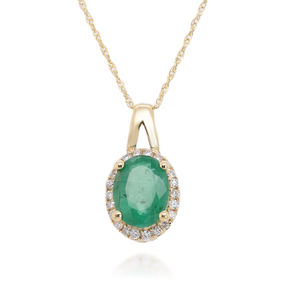 Genesis 14K Yellow Gold Oval-Cut Natural Zambian Emerald Pendant