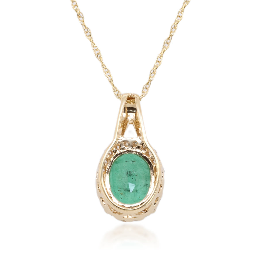 Genesis 14K Yellow Gold Oval-Cut Natural Zambian Emerald Pendant