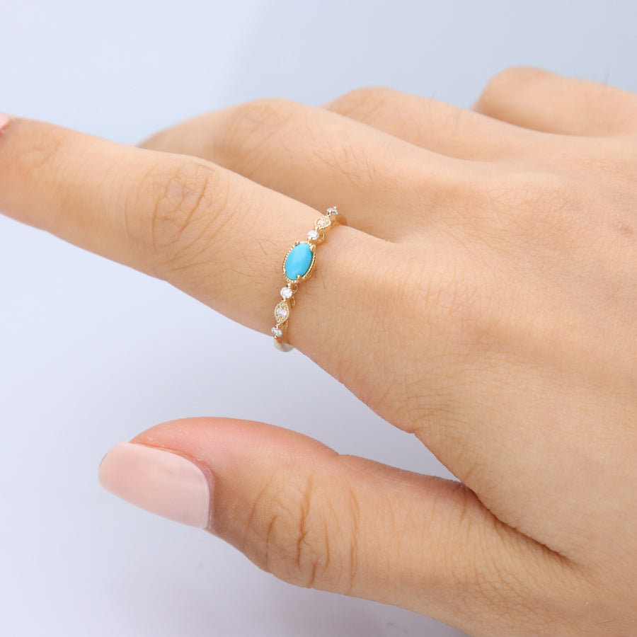 Aubrey 10K Yellow Gold Oval-Cut Turquoise Ring