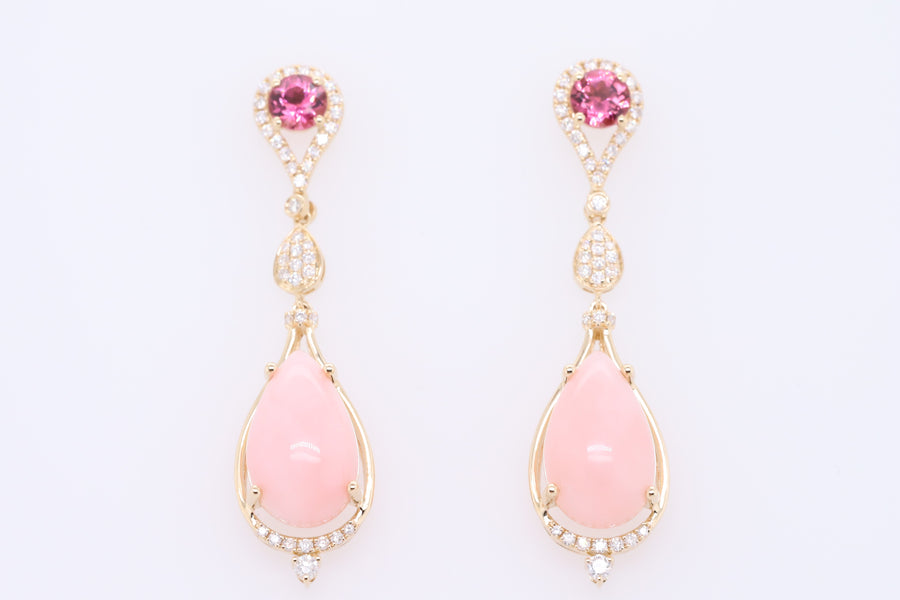 Billie 14K Yellow Gold Pear-Cut Peruvian Pink Opal Earrings