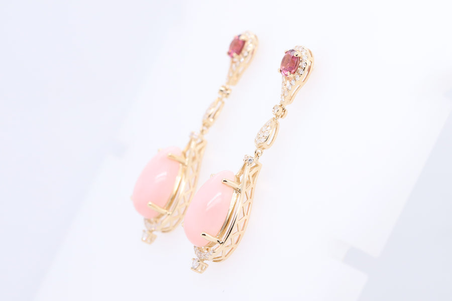 Billie 14K Yellow Gold Pear-Cut Peruvian Pink Opal Earrings