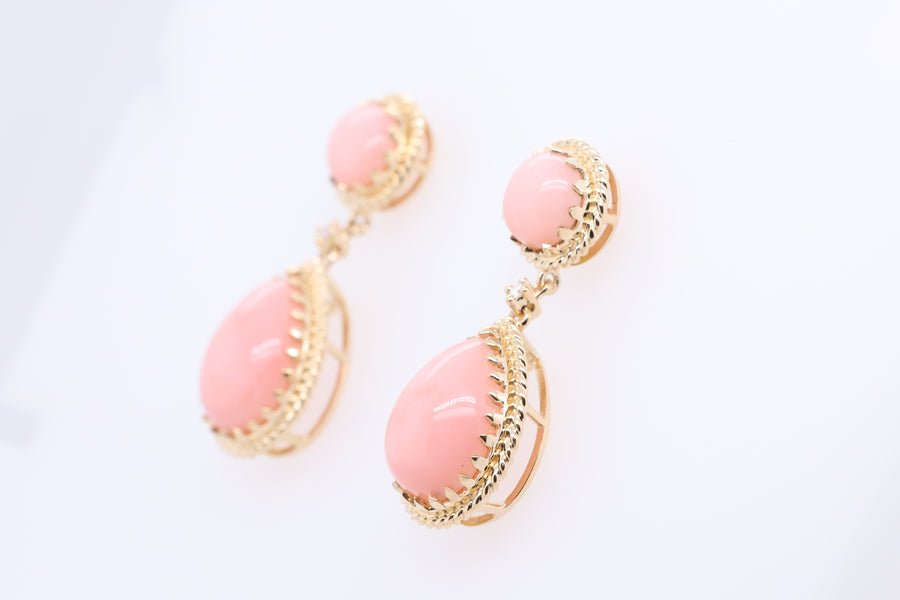 Billie 14K Yellow Gold Pear-Cut Peruvian Pink Opal Earrings