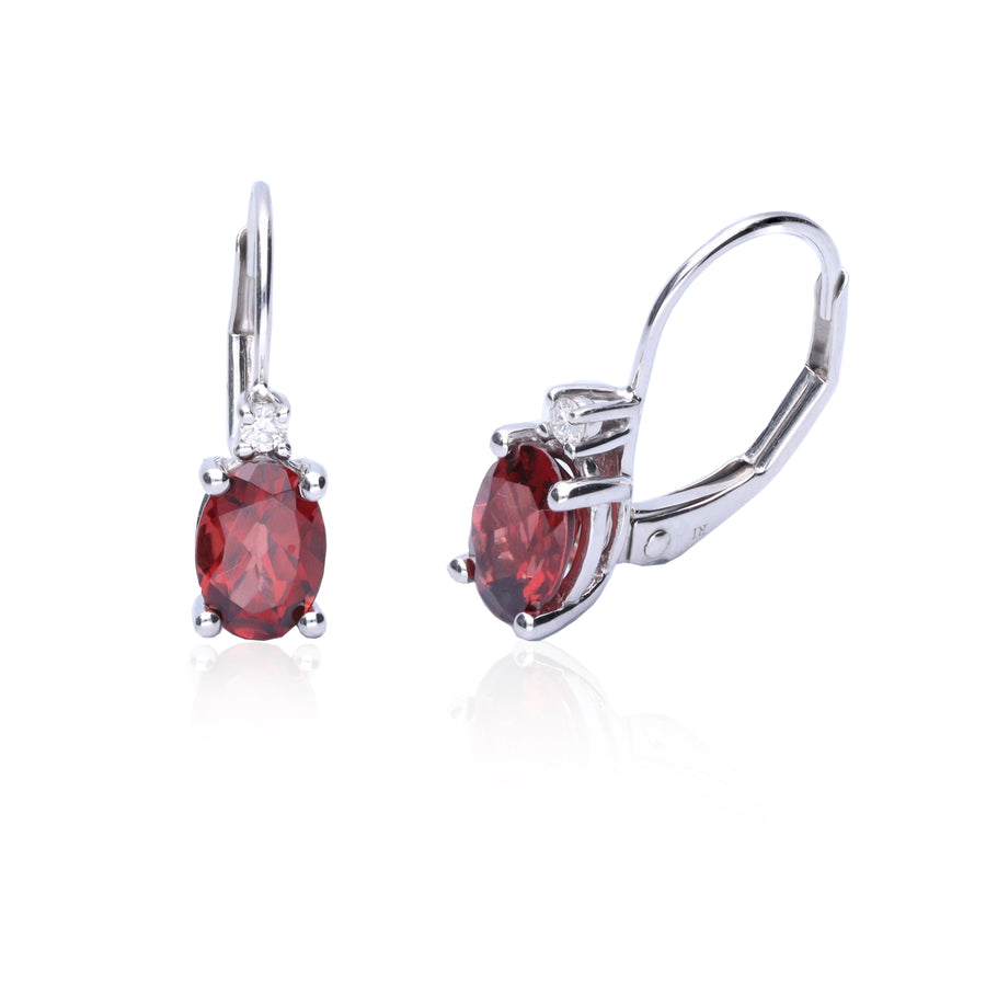 Scarlett 14K White Gold Oval-Cut Garnet Earring