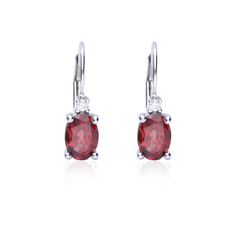 Scarlett 14K White Gold Oval-Cut Garnet Earring