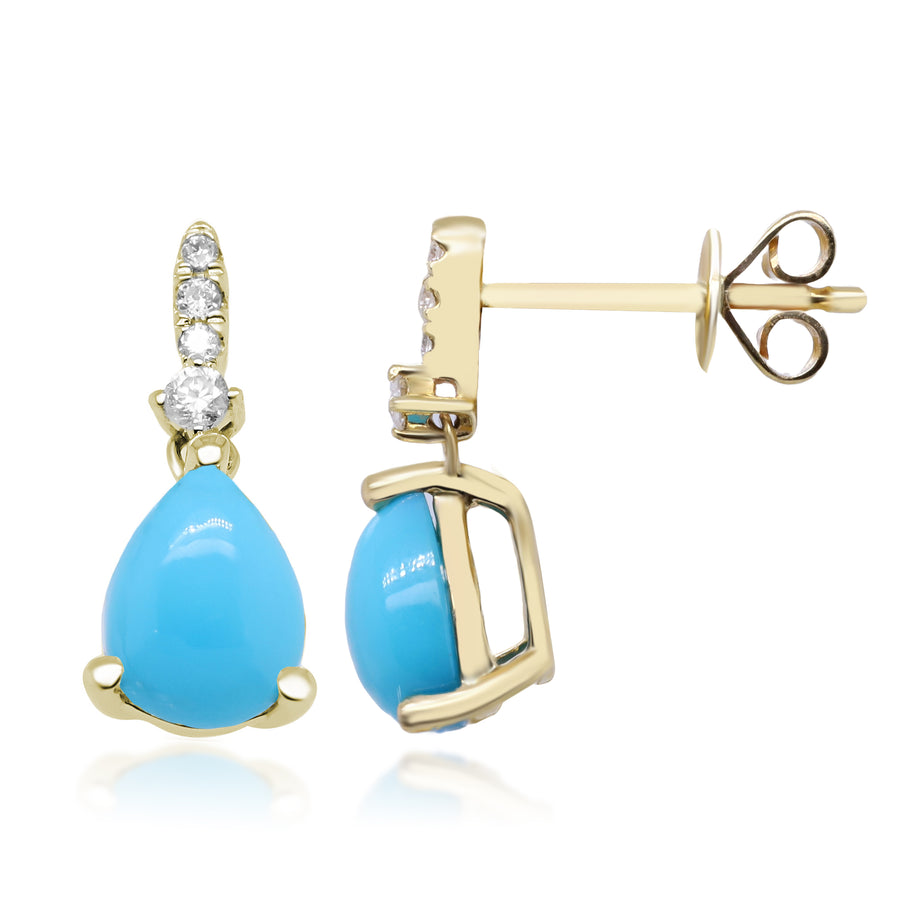 Astrid 10K Yellow Gold Pear-Cab Turquoise Earrings