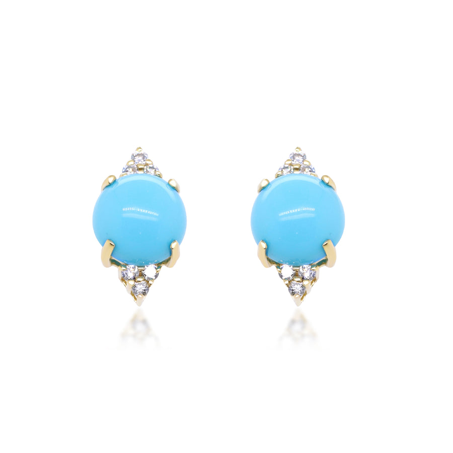 James 10K Yellow Gold Round-Cut Arizona Turquoise Earring