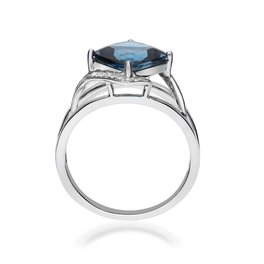 Isabella 10K White Gold Cushion-Cut London Blue Topaz Ring