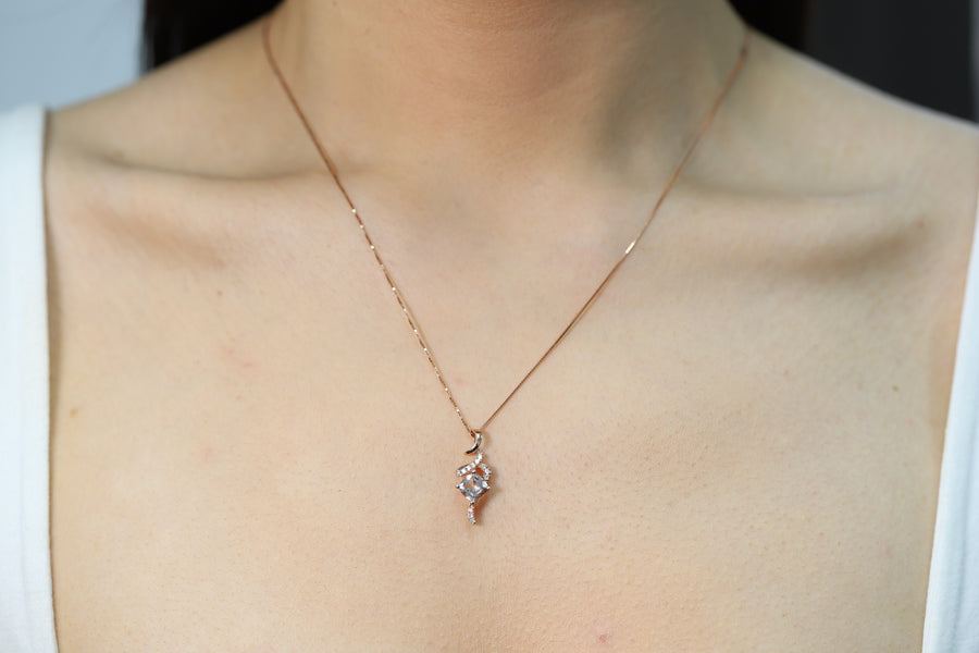 Magnolia 10K Rose Gold Cushion-Cut Madagascar Morganite Pendant