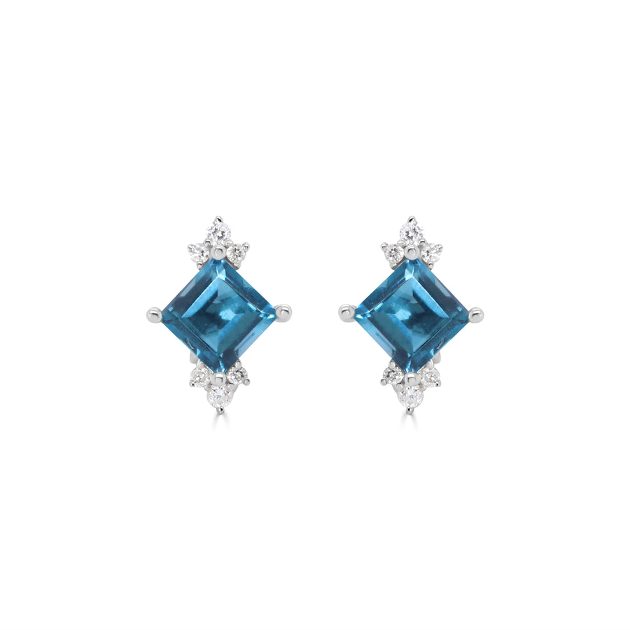 Emmie 10K White Gold Square-cut Brazilian London Blue Topaz Earrings