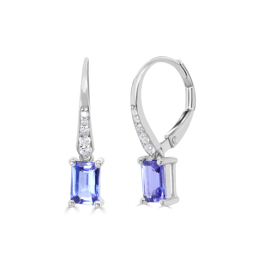 Jenesis 14K White Gold Emerald-Cut Tanzanian Tanzanite Earring