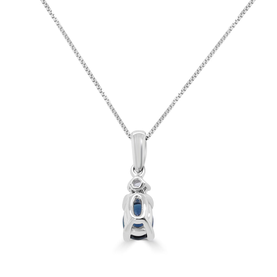 Delilah 10K White Gold Oval-Cut Ceylon Blue Sapphire Pendant