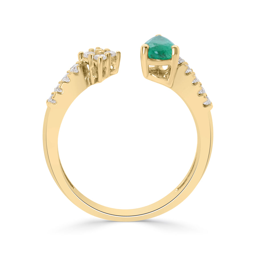 Natalia 10K Yellow Gold Pear-Cut Emerald Ring