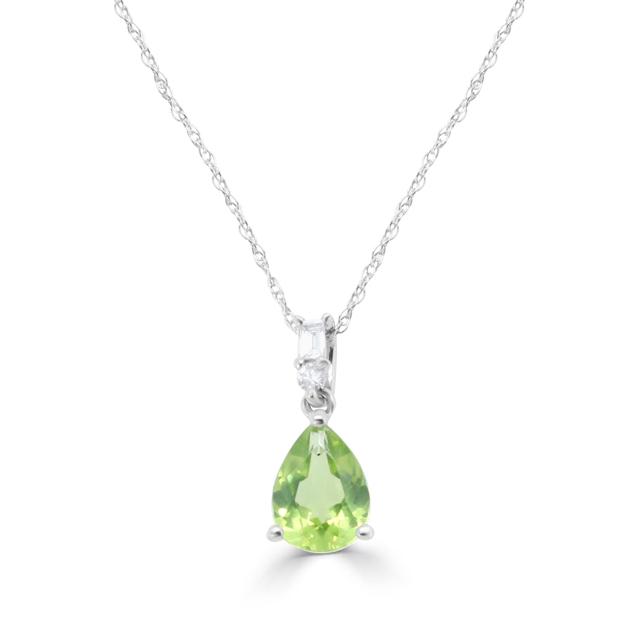 Emmie 10K White Gold Pear-cut Manchurian Peridot Pendant