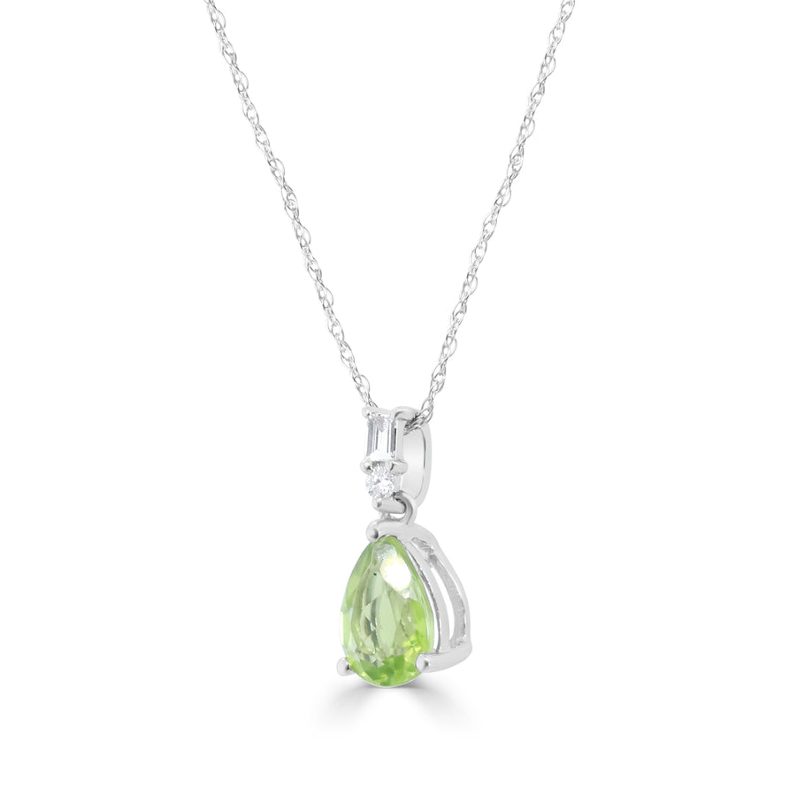 Emmie 10K White Gold Pear-cut Manchurian Peridot Pendant