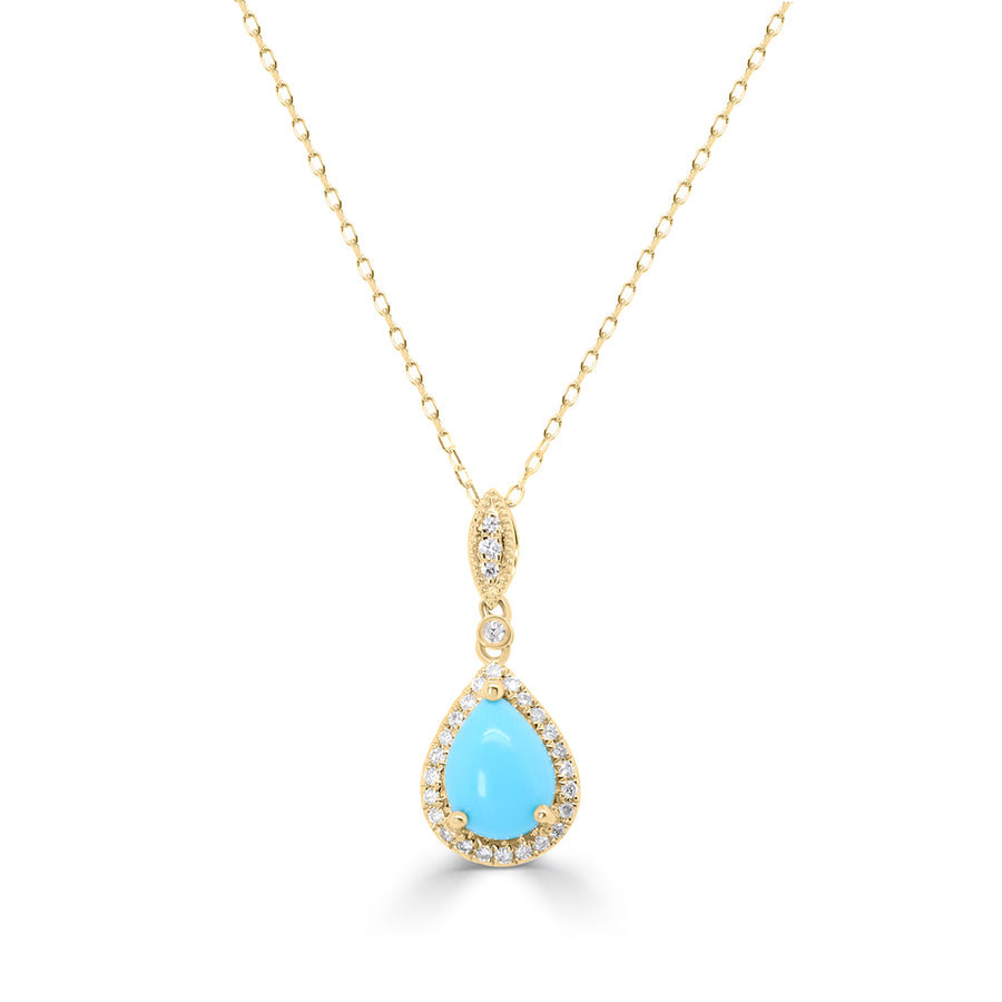 Magnolia 14K Yellow Gold Pear-Cab Arizona Turquoise Pendant