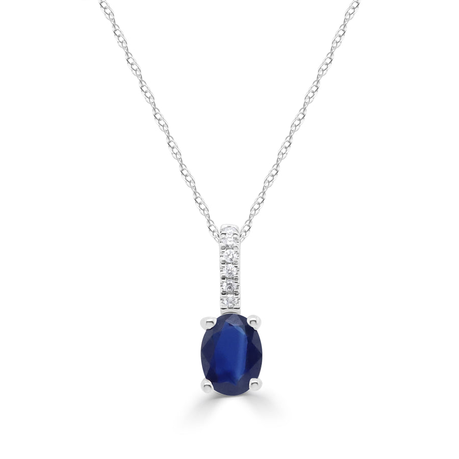 Autumn 10K White Gold Oval-Cut Ceylon Blue Sapphire Pendant