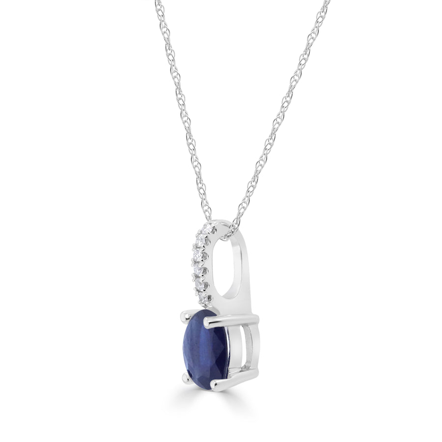 Autumn 10K White Gold Oval-Cut Ceylon Blue Sapphire Pendant