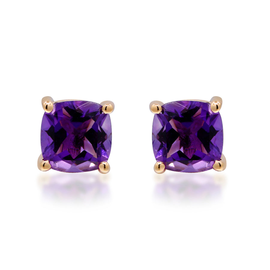 Ashlyn 14K Yellow Gold Cushion-Cut Brazilian Amethyst Earring