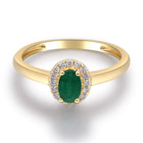 Timeless Beauty: Anya 10K Yellow Gold Ring with Oval-Cut Natural Zambian Emerald