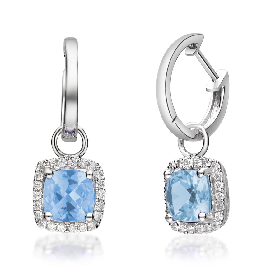 Erika 14K White Gold Cushion-Cut Brazilian Aquamarine Earring